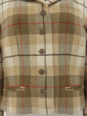 羊毛格纹标志纽扣夹克 米色/棕色