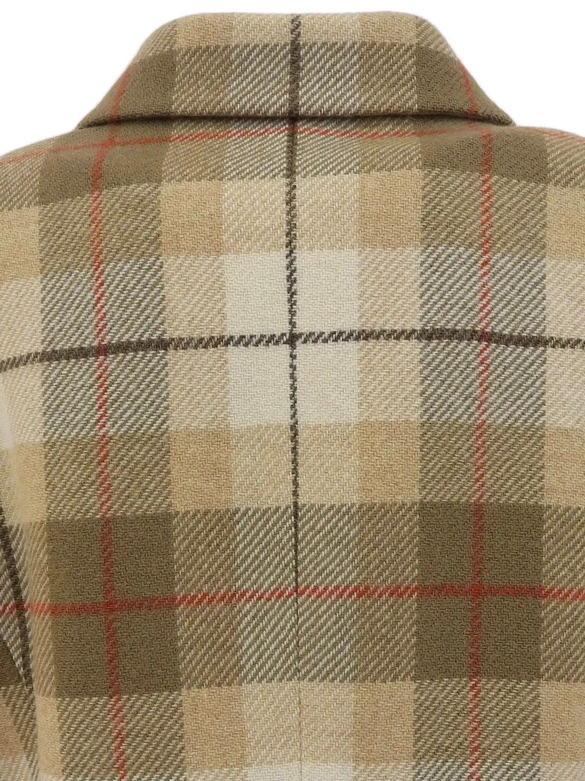 羊毛格纹标志纽扣夹克 米色/棕色