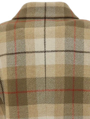 羊毛格纹标志纽扣夹克 米色/棕色