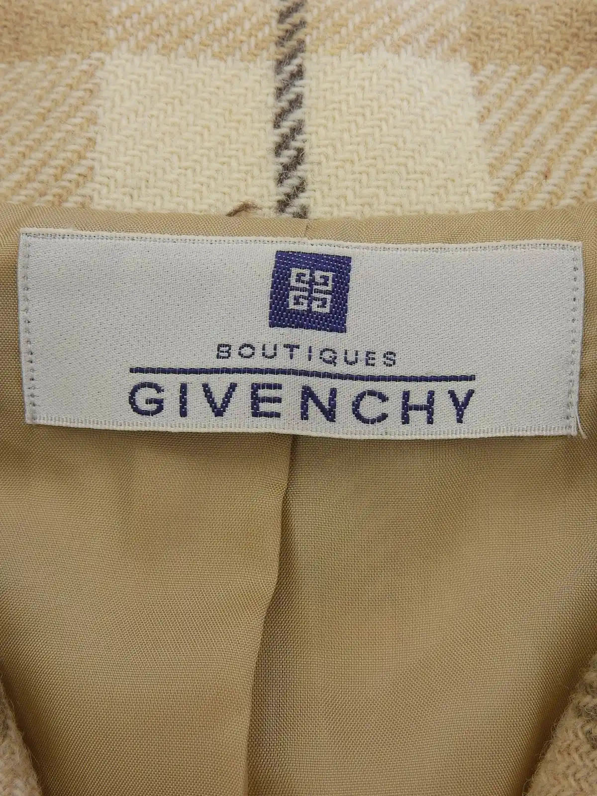 羊毛格纹标志纽扣夹克 米色/棕色