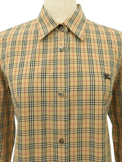 ノバチェックロゴ刺繍長袖シャツ ベージュ/マルチ