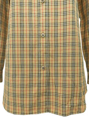 ノバチェックロゴ刺繍長袖シャツ ベージュ/マルチ