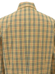 Nova Check Logo Embroidered Long Sleeve Shirt in Beige/Multi