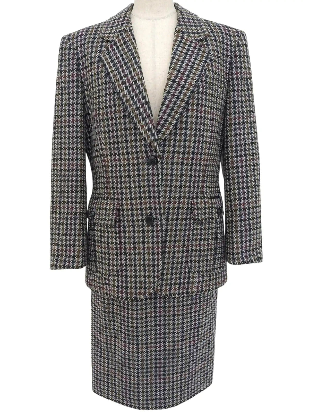 ハウンドトゥースパターンセットアップ　グレー／マルチ