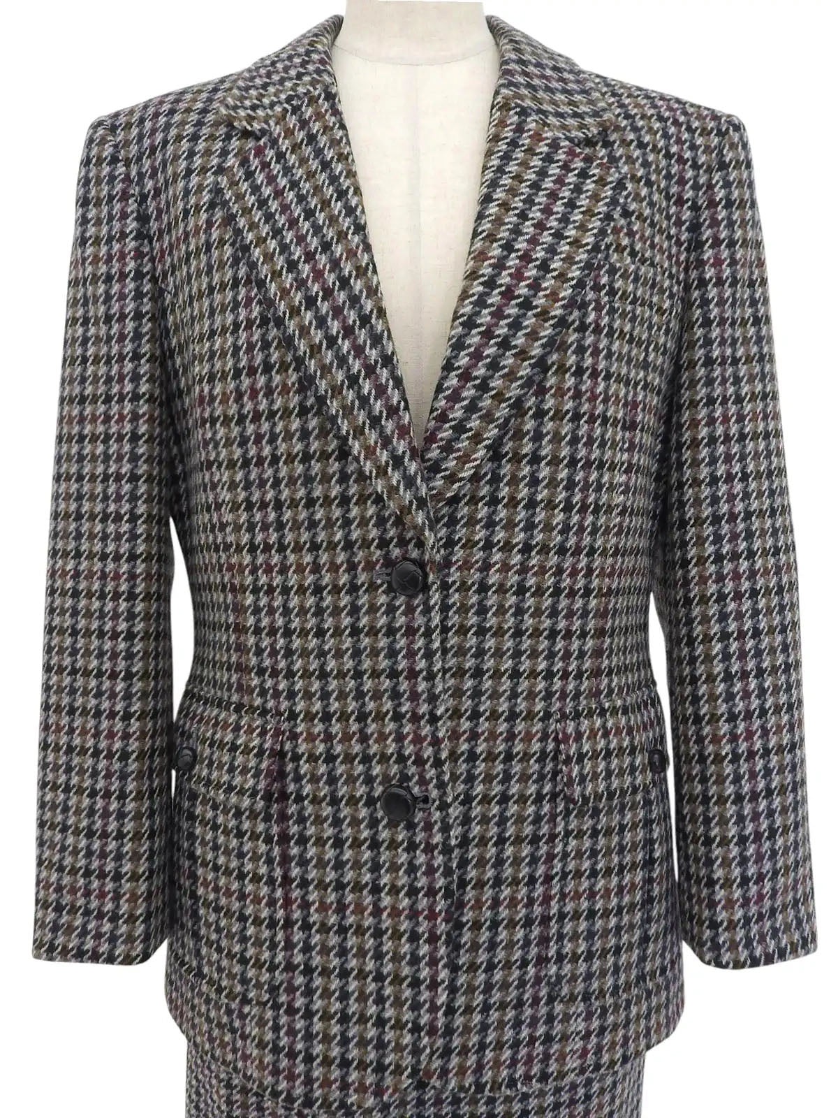 ハウンドトゥースパターンセットアップ　グレー／マルチ