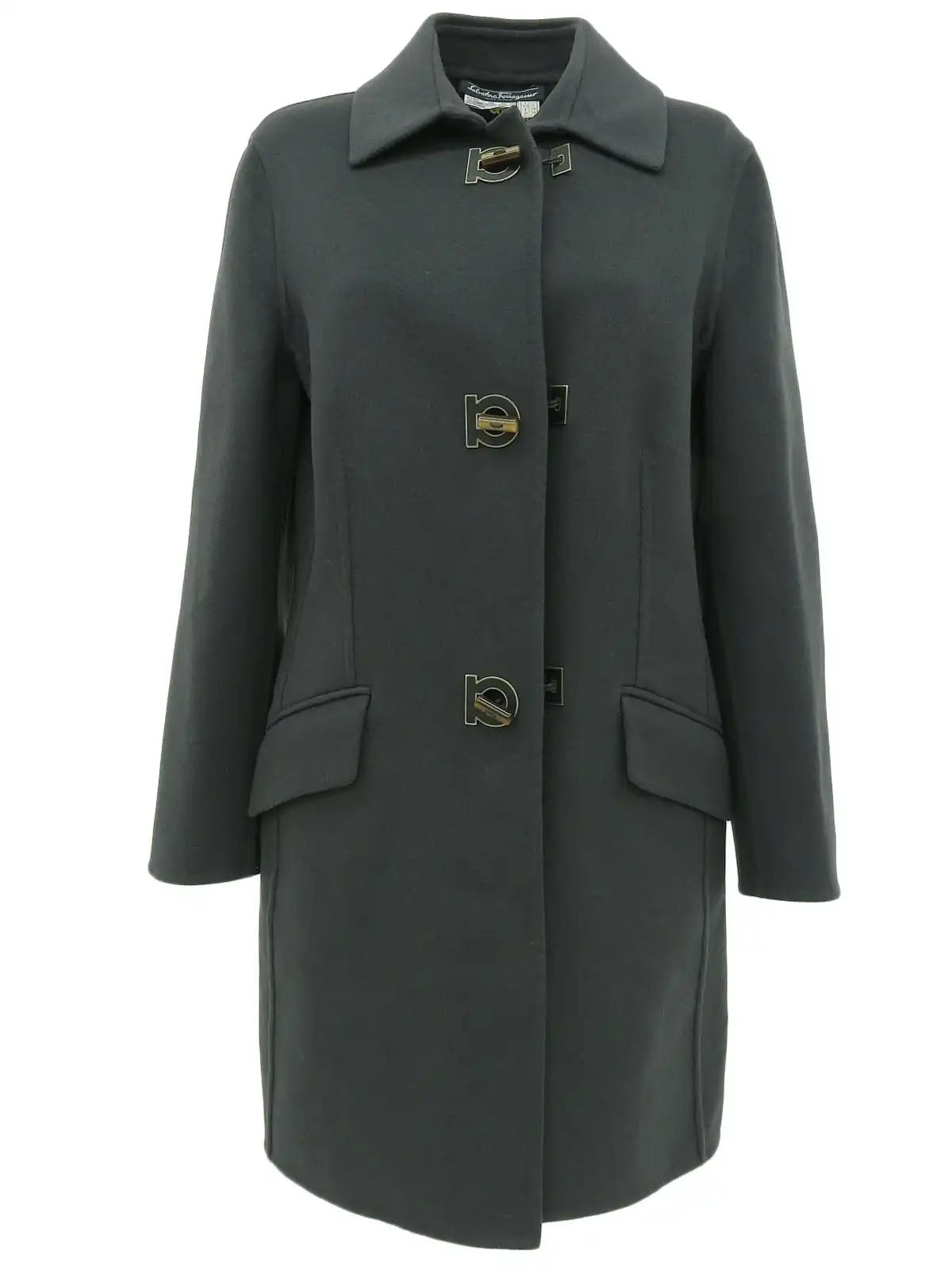 ガンチーニプレートロングコート　ダークグレー