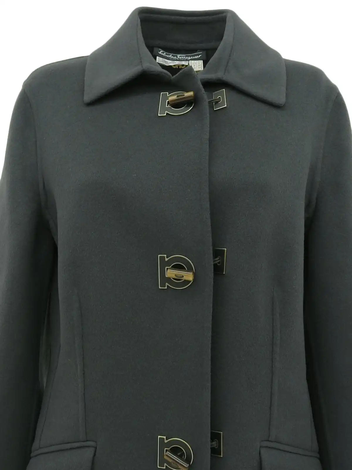 ガンチーニプレートロングコート　ダークグレー