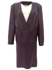 レザーノーカラーセットアップ パープル