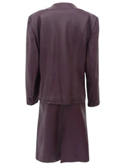 Real Leather Collarless Set Up in Purple