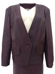 Real Leather Collarless Set Up in Purple