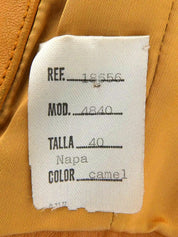 Logo Button Leather Jacket in Camel