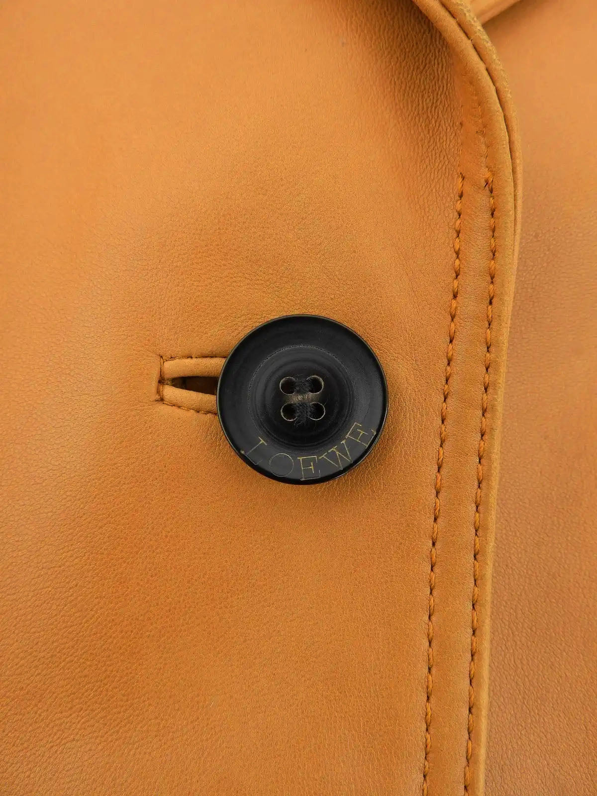 Logo Button Leather Jacket in Camel