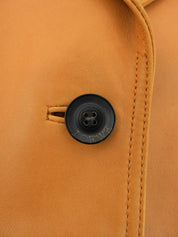 Logo Button Leather Jacket in Camel