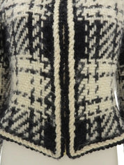 Wool Macadam Plate Zip-Up Jacket in Ivory/Black
