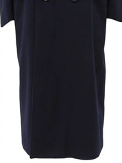 Navy double-breasted wool long coat