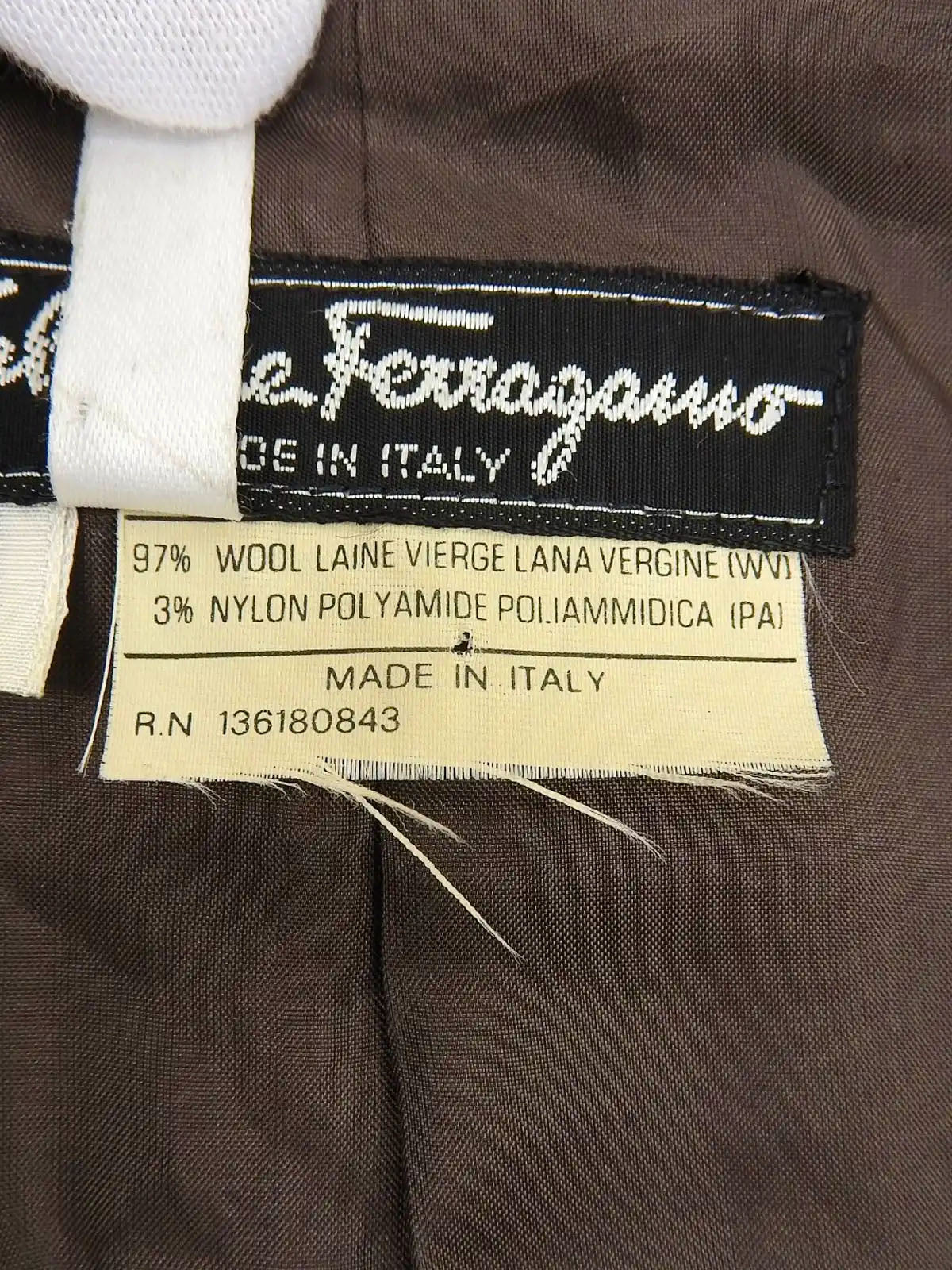 ヘリンボーンパターンヒールボタンジャケット ブラウン/グレー