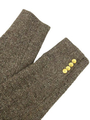 ヘリンボーンパターンヒールボタンジャケット ブラウン/グレー