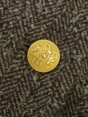 ヘリンボーンパターンヒールボタンジャケット ブラウン/グレー