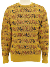 Design Pattern Long Sleeve Knit Sweater in Mustard/Multi