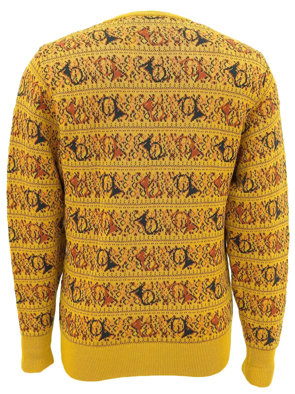 Design Pattern Long Sleeve Knit Sweater in Mustard/Multi