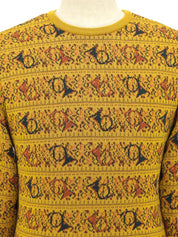 Design Pattern Long Sleeve Knit Sweater in Mustard/Multi