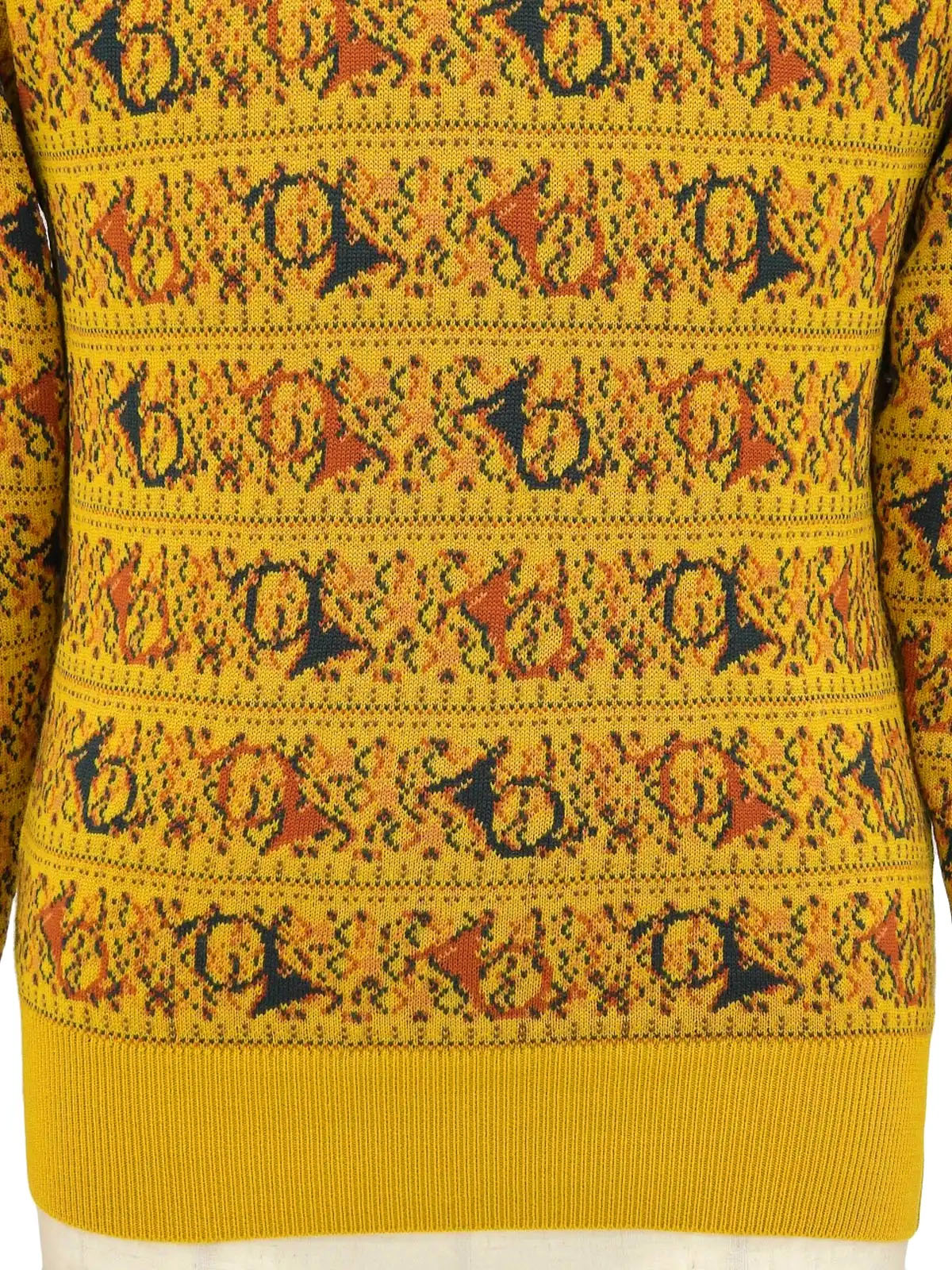 Design Pattern Long Sleeve Knit Sweater in Mustard/Multi
