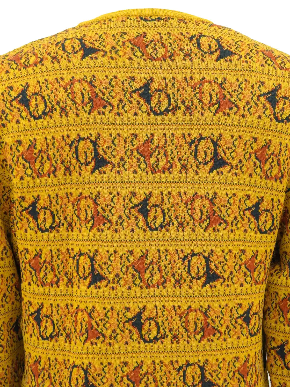 Design Pattern Long Sleeve Knit Sweater in Mustard/Multi