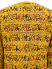 Design Pattern Long Sleeve Knit Sweater in Mustard/Multi