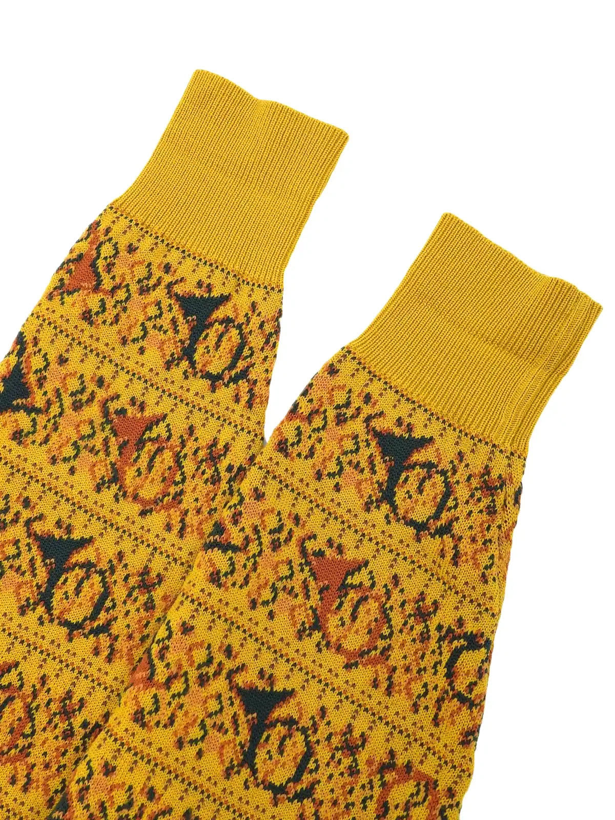 Design Pattern Long Sleeve Knit Sweater in Mustard/Multi