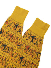 Design Pattern Long Sleeve Knit Sweater in Mustard/Multi
