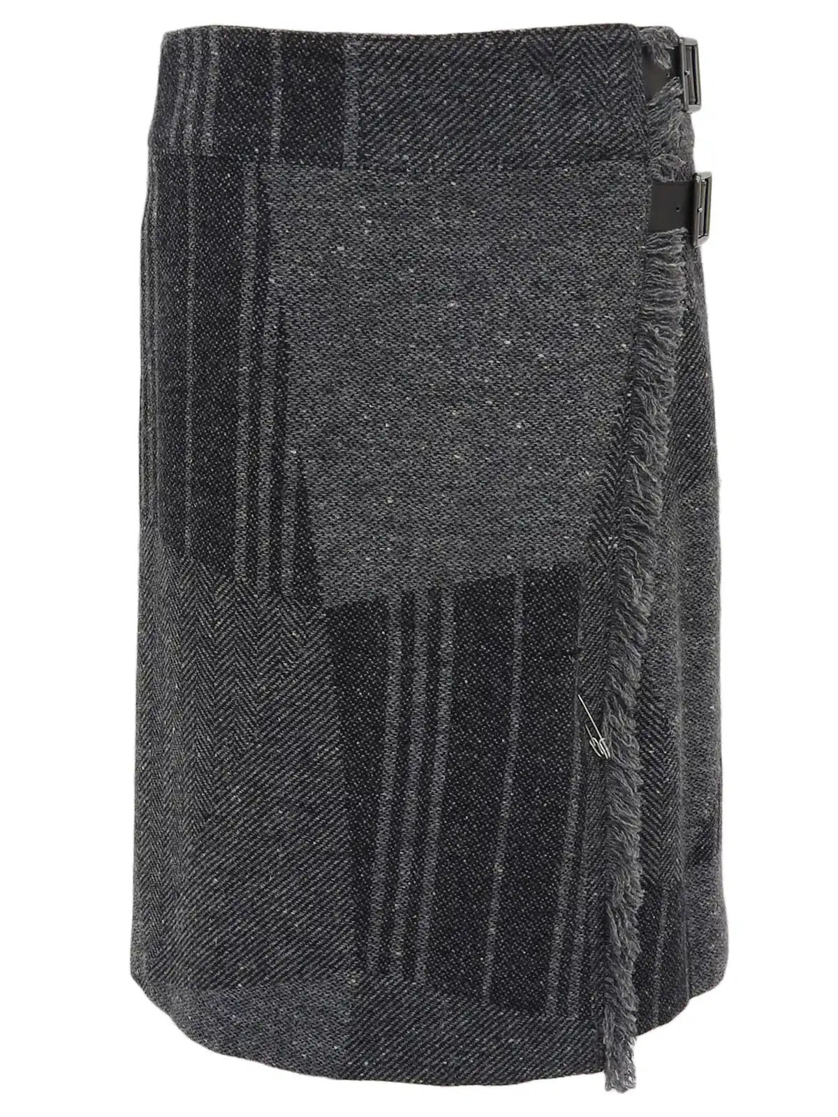 Wool check pattern skirt in gray/black