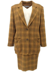 ウールチェックパターンセットアップ キャメル/ブラウン