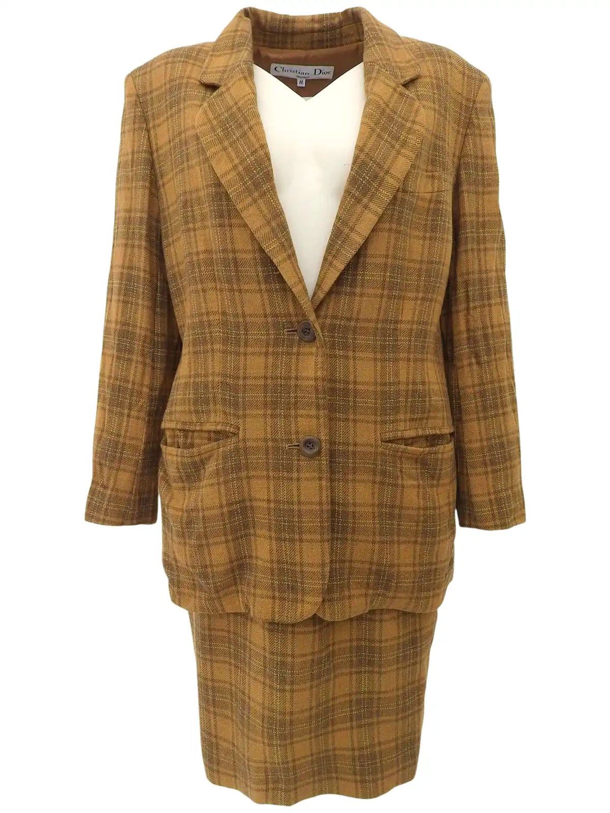 Wool Check Pattern Set in Camel/Brown