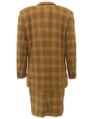 ウールチェックパターンセットアップ キャメル/ブラウン