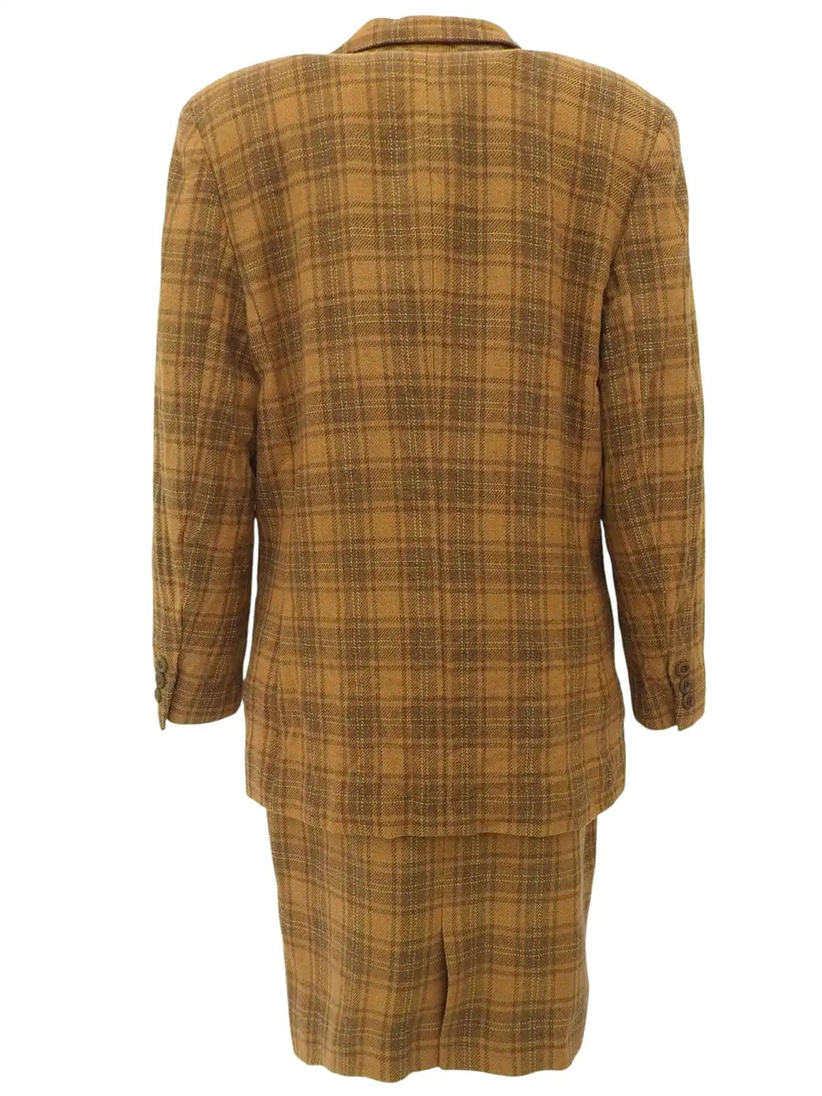 Wool Check Pattern Set in Camel/Brown