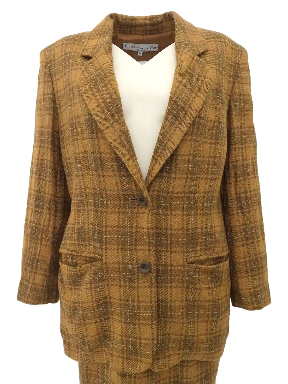 Wool Check Pattern Set in Camel/Brown