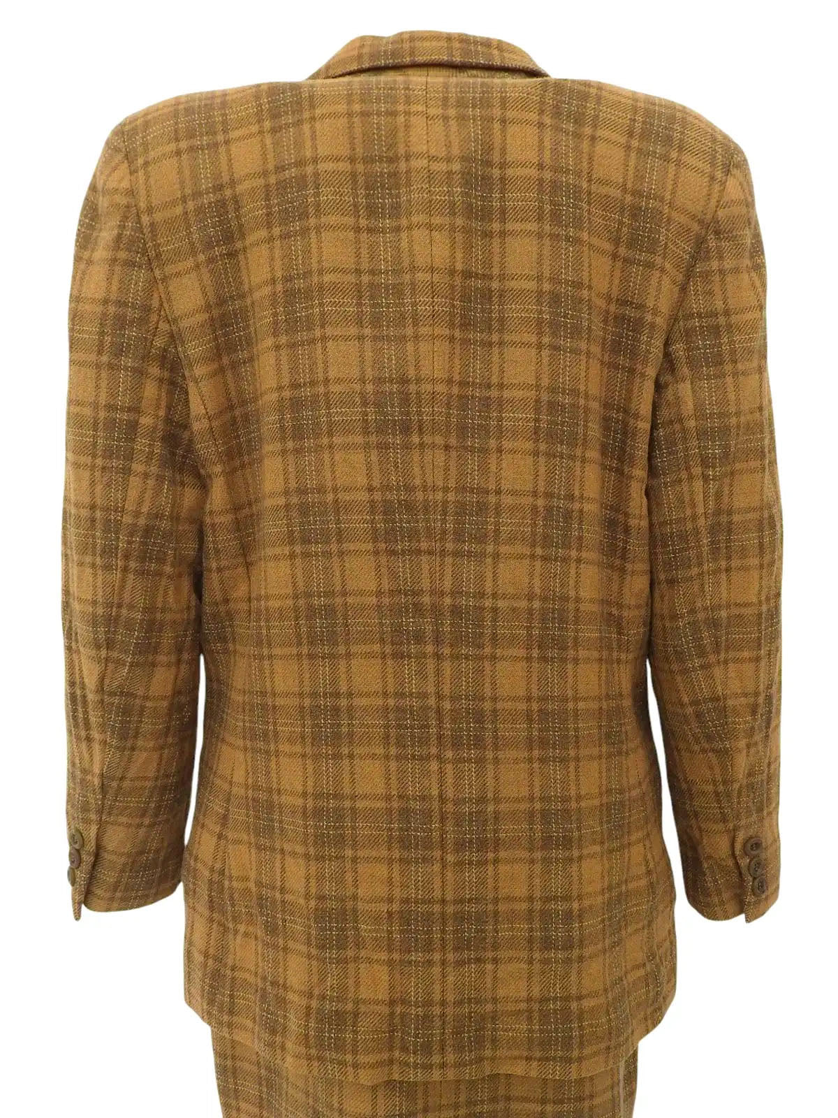 Wool Check Pattern Set in Camel/Brown