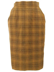 Wool Check Pattern Set in Camel/Brown