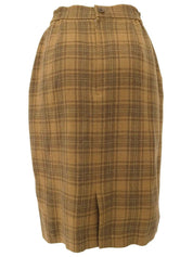 Wool Check Pattern Set in Camel/Brown