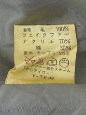 ヘリンボーンパターンロゴボタンダブルブレストジャケット　グレージュ／セージグリーン