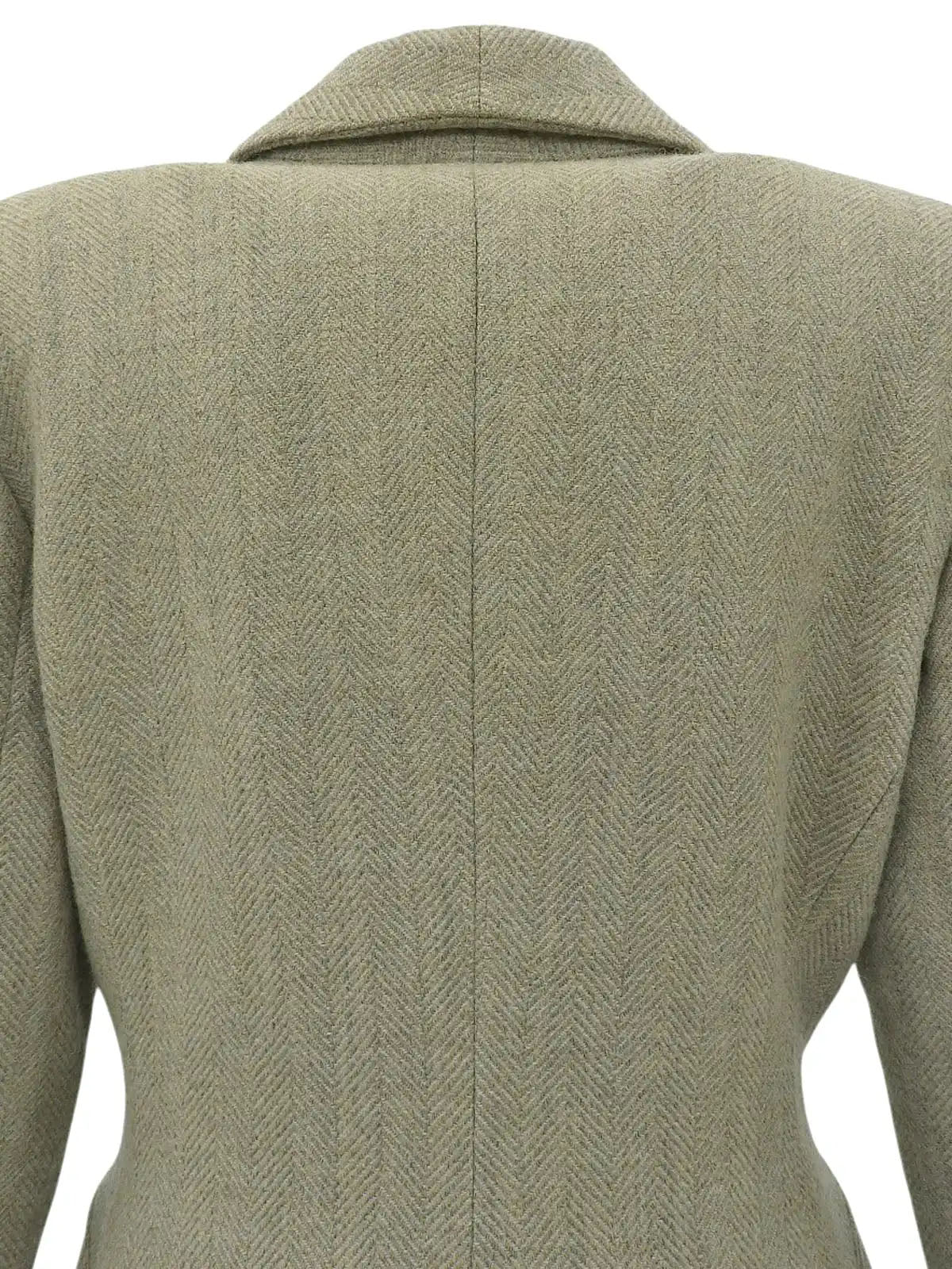 Herringbone Pattern Logo Button Double Breasted Jacket Greige/Sage Green