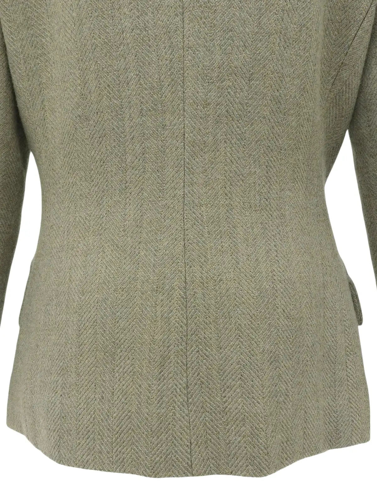 Herringbone Pattern Logo Button Double Breasted Jacket Greige/Sage Green