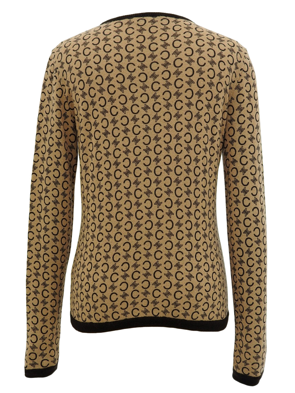 Cashmere Macadam Pattern Long Sleeve Top in Beige/Brown