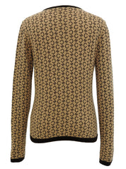Cashmere Macadam Pattern Long Sleeve Top in Beige/Brown