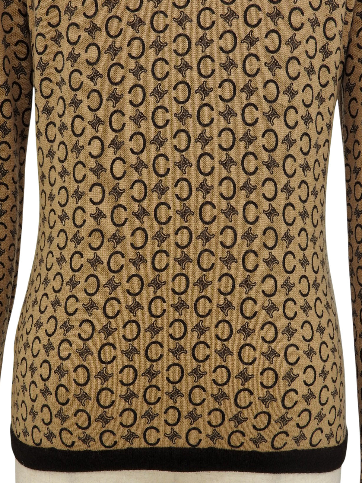 Cashmere Macadam Pattern Long Sleeve Top in Beige/Brown