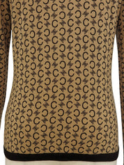 Cashmere Macadam Pattern Long Sleeve Top in Beige/Brown