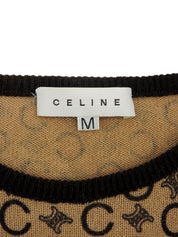 Cashmere Macadam Pattern Long Sleeve Top in Beige/Brown