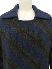 Striped knit top in navy/khaki/burgundy
