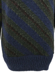 Striped knit top in navy/khaki/burgundy