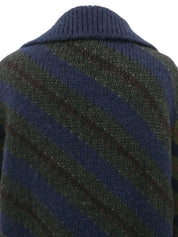 Striped knit top in navy/khaki/burgundy